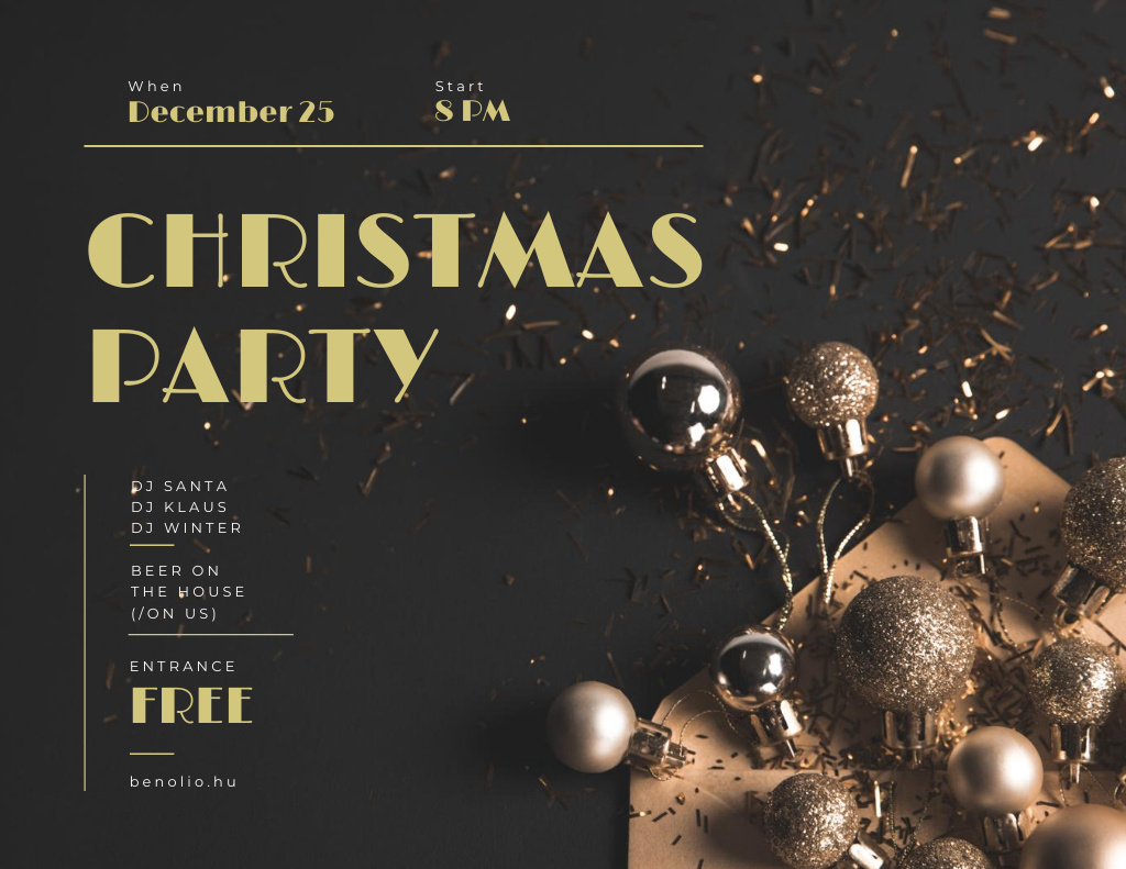 Ontwerpsjabloon van Flyer 8.5x11in Horizontal van Awesome December Christmas Party Announcement