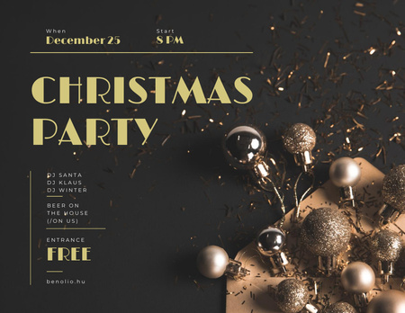 Awesome December Christmas Party Announcement Flyer 8.5x11in Horizontal Design Template