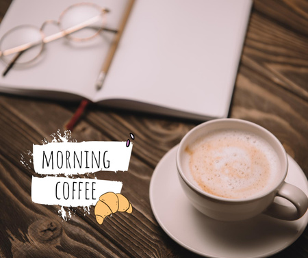 Woman holding cup with Morning Coffee Facebook Design Template
