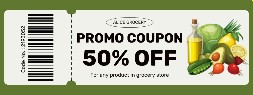Grocery Store Discount With Illustrated Products Set Coupon Tasarım Şablonu
