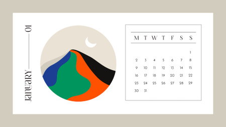 Illustration of Abstract Landscapes Calendar Design Template
