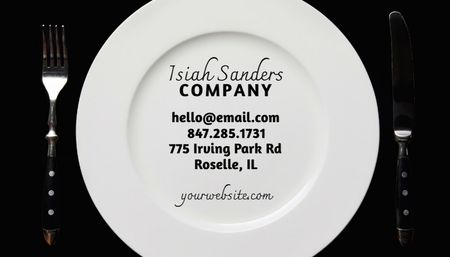 Catering Services Offer with Plate on Table Business Card US Design Template