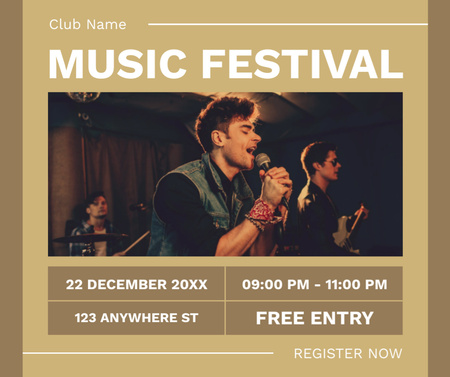 Band performing on Music Festival Facebook Design Template