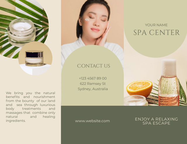 Spa Service Offer with Asian Woman Brochure 8.5x11inデザインテンプレート