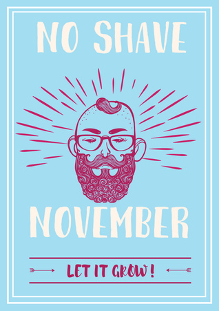 No shave November illustration Poster Design Template
