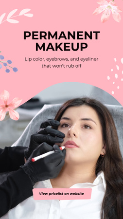 Professional Permanent Makeup Service With Pricelist Instagram Video Story – шаблон для дизайна