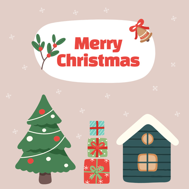 Cute Christmas Greeting with Presents Instagram – шаблон для дизайна