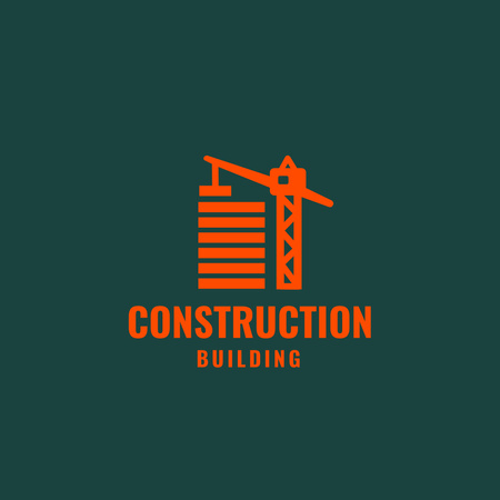 Reliable Building Company Ad With Emblem Of Crane Logo Design Template