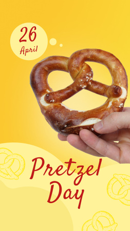 Delicious baked pretzels on Pretzel Day Instagram Story Design Template