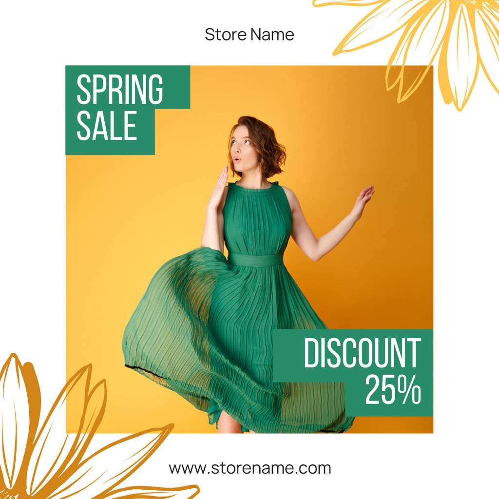 Women's Spring Sale Discount Offer Instagram ADデザインテンプレート