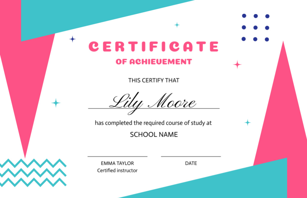 Award Achievement in Required Course Certificate 5.5x8.5inデザインテンプレート