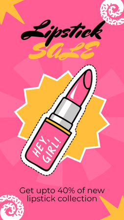 Ontwerpsjabloon van Instagram Story van Verkoop van roze lippenstiften