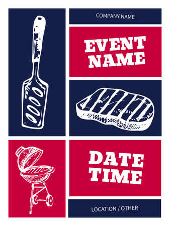 Modèle de visuel Annonce d'événement avec illustration de steak - Poster US