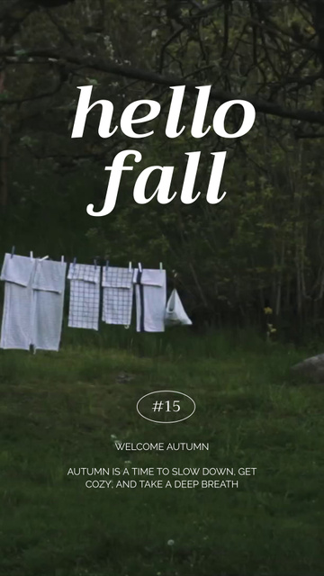 Autumn Inspiration with Drying Laundry in Garden Instagram Video Story tervezősablon