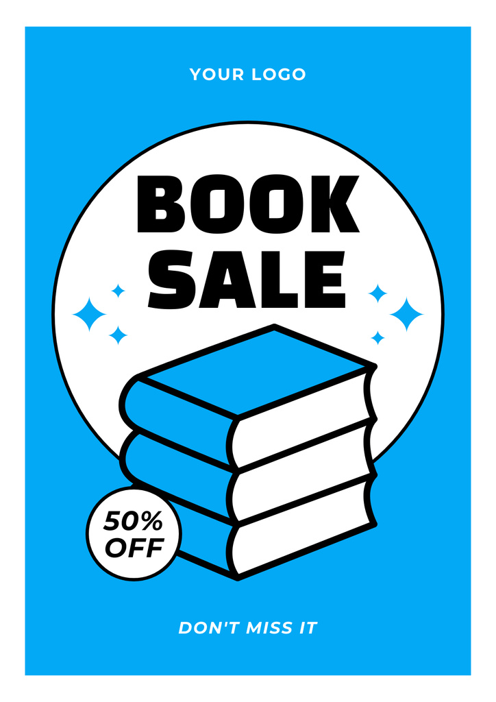 Announcement of Sale in Bookstore Poster Design Template