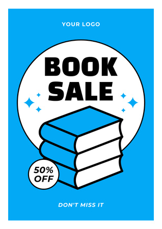 Announcement of Sale in Bookstore Poster Modelo de Design