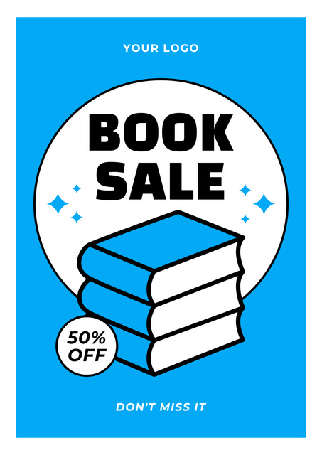 Announcement of Sale in Bookstore Poster Design Template