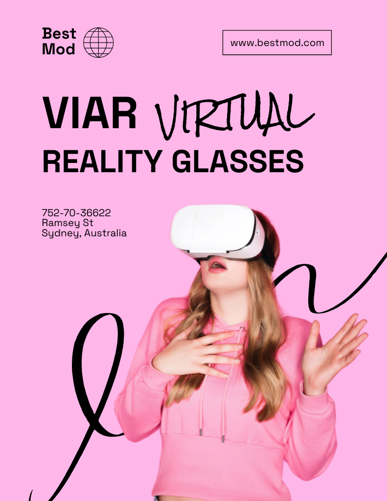 Sale Announcement of Virtual Reality Glasses Poster 8.5x11in Tasarım Şablonu