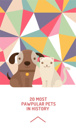 Funny illustration of Dog and Cat Instagram Story Design Template