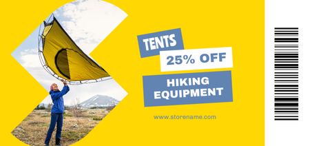 Tents and Hiking Equipment Voucher Coupon Din Large Design Template