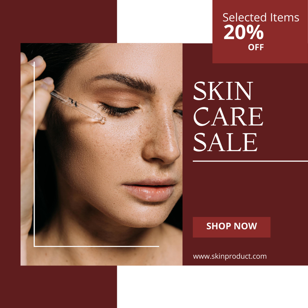 Skin Care Sale Announcement on Red Instagram tervezősablon