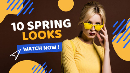 Proposal of Trendy Spring Looks with Young Blonde Youtube Thumbnail Design Template