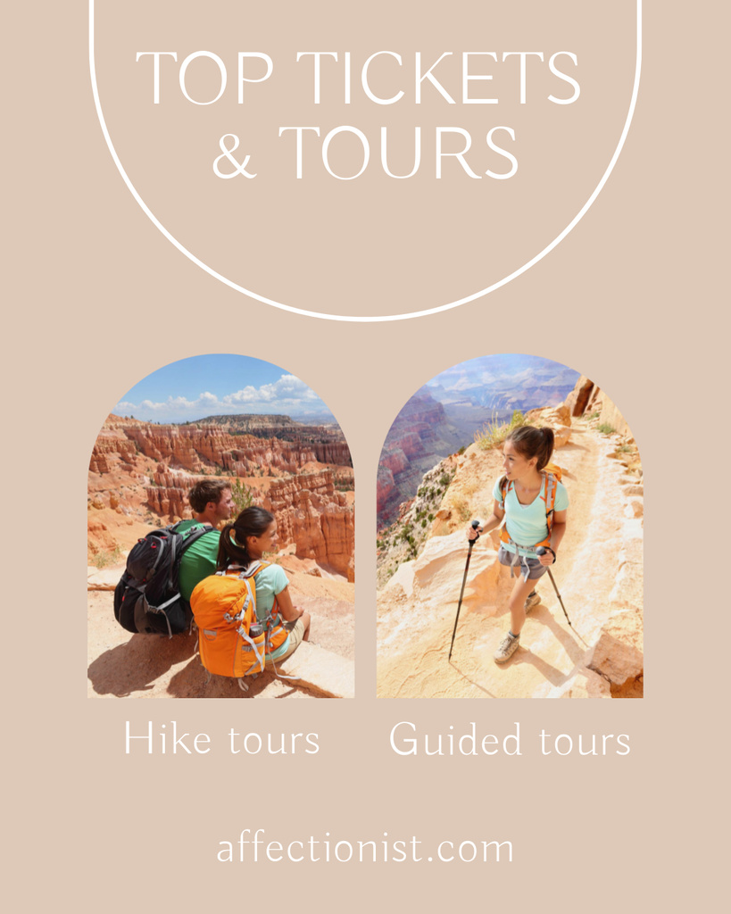 Collage with Proposal of Sightseeing Tours in Canyon Poster 16x20in Design Template