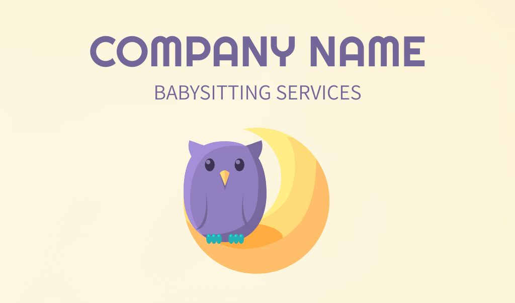 Babysitting Services Offer with Cartoon Owl Business card tervezősablon