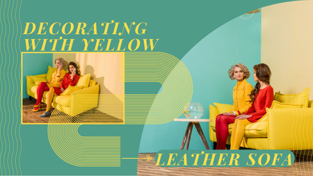 Plantilla de diseño de Sofá amarillo de cuero brillante en el interior de una casa Youtube Thumbnail 