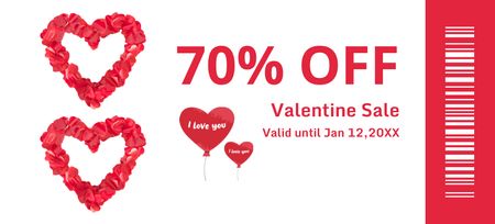 Valentine's Day Discount Voucher Coupon 3.75x8.25in Design Template