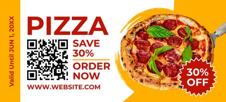Designvorlage Offer Discount on Hot Pizza with Sausage für Coupon 3.75x8.25in
