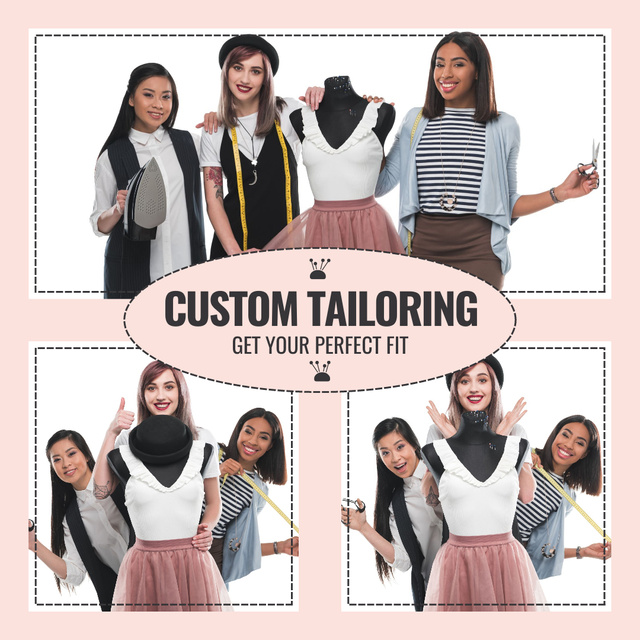 Cheerful Tailors in Craft Clothing Studio Instagram AD – шаблон для дизайна