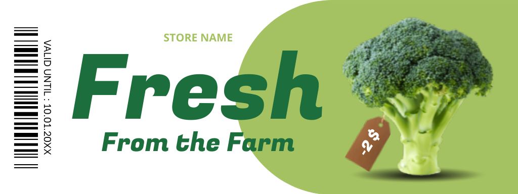 Grocery Store Ad with Eco Broccoli Coupon – шаблон для дизайна