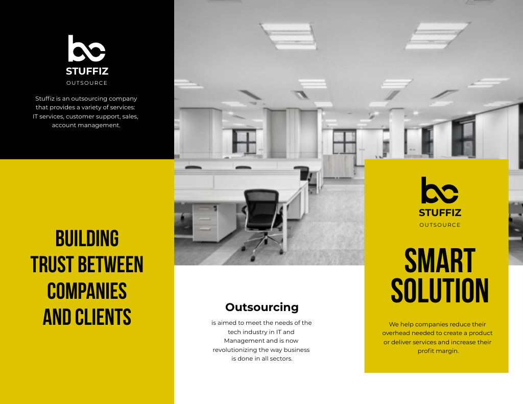 Smart IT Company Services Ad with Modern Office Brochure 8.5x11in Z-fold tervezősablon