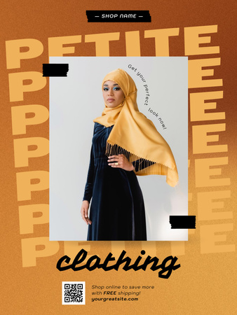 Template di design Offerta di abbigliamento Petite con donna in Hijab Poster US