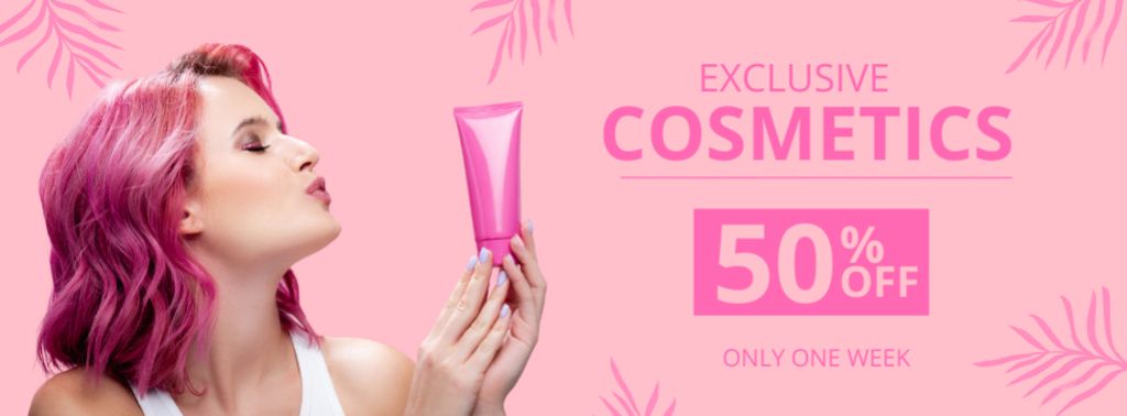 Ontwerpsjabloon van Facebook cover van Exclusive Sale of Cosmetics