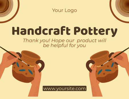 Handcraft Pottery Offer With Painted Vases Thank You Card 5.5x4in Horizontal Design Template