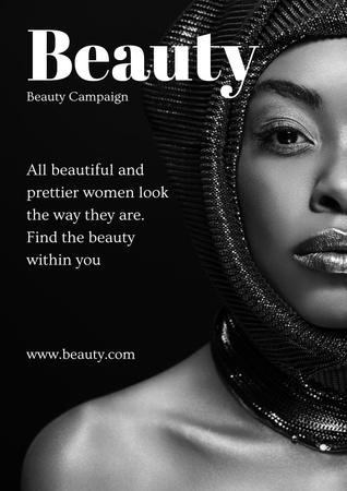 Beauty Campaign with Beautiful African American Woman Poster – шаблон для дизайна
