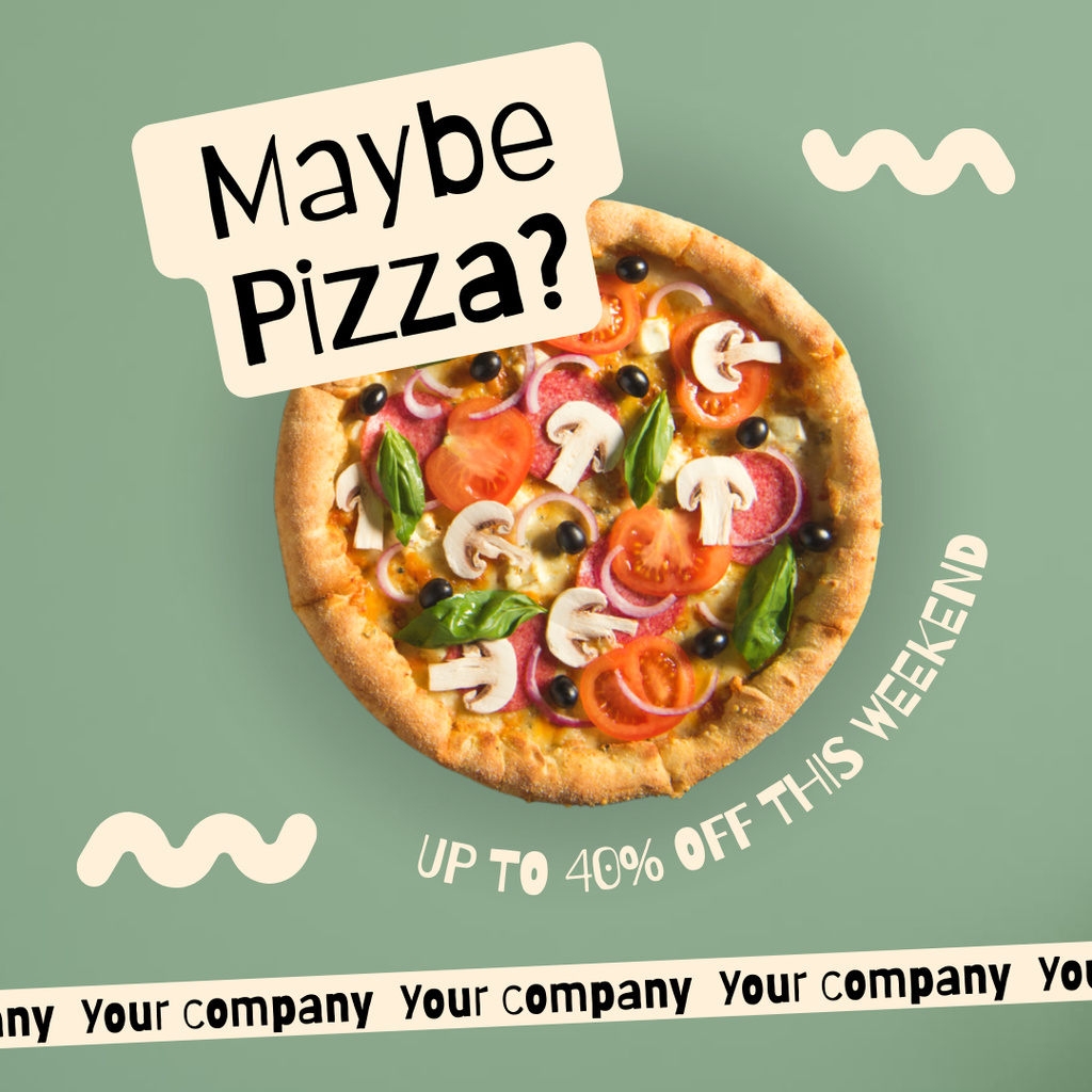 Designvorlage Tasty Pizza Discount Offer on Weekend für Instagram