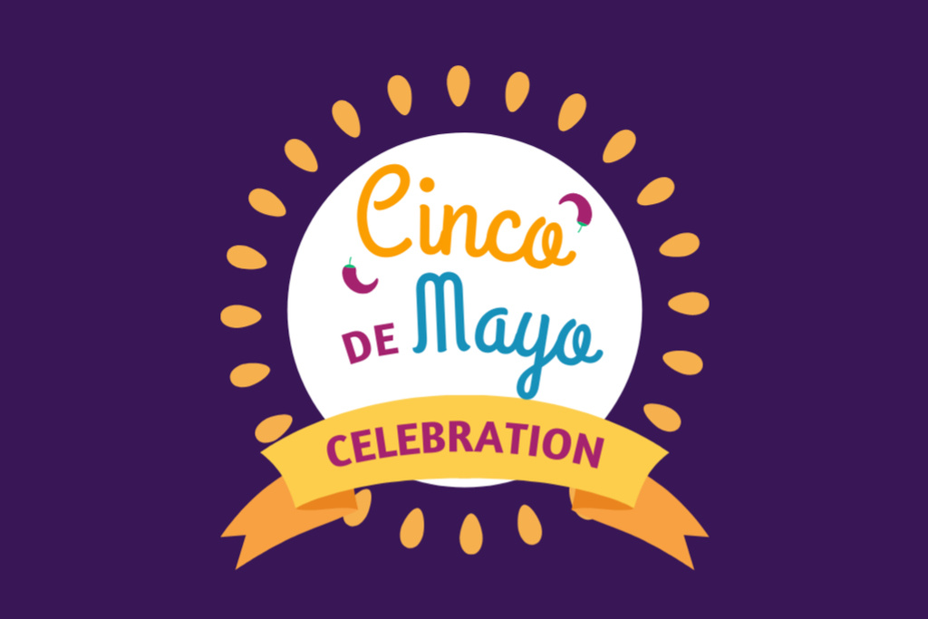 Cinco de Mayo Celebration Announcement With Ribbon Postcard 4x6in – шаблон для дизайна