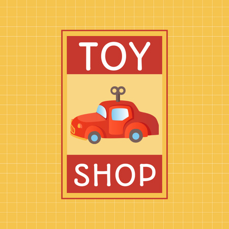 手巻き車を使った子供向け店の広告 Animated Logoデザインテンプレート