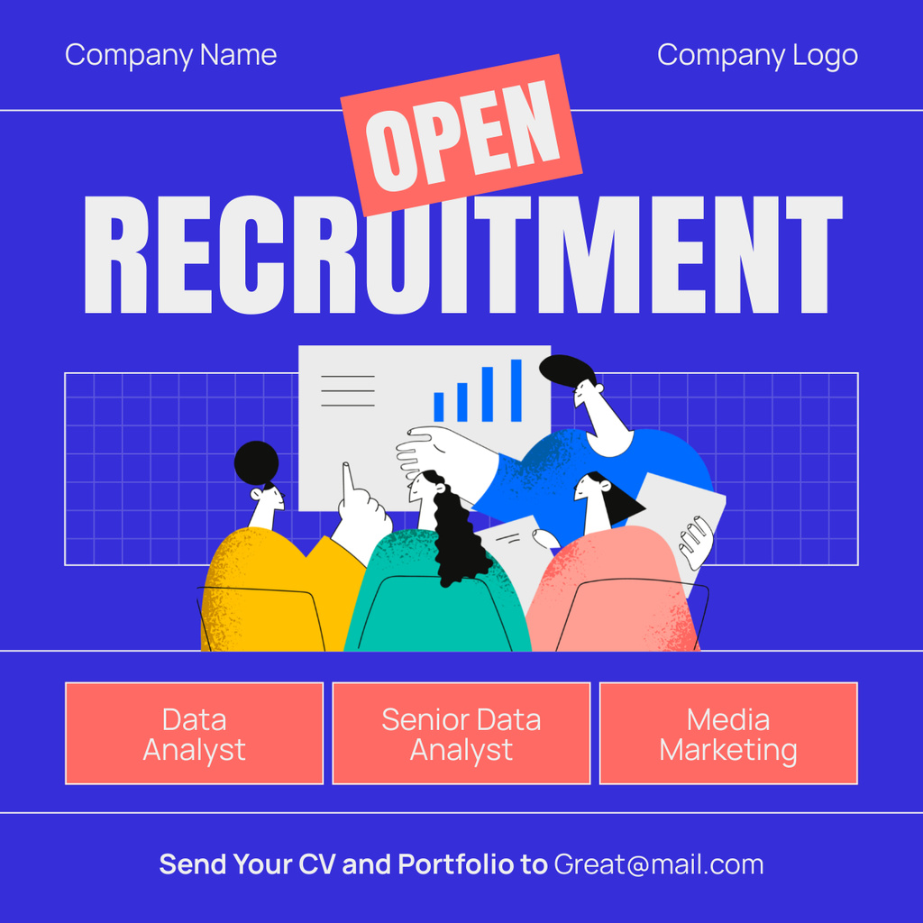Designvorlage Recruitment of Different Specialists Is Open für LinkedIn post