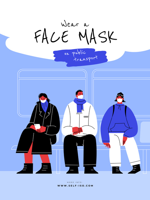 Confident Passengers Wearing Masks in Public Transport Poster 36x48in Design Template