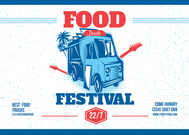 Ontwerpsjabloon van Flyer 5x7in Horizontal van Street Food Festival Announcement