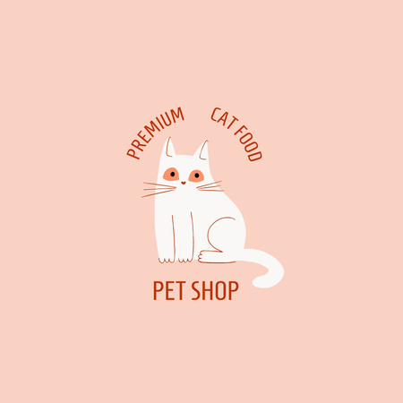 Cute Cat for Premium Pet Shop Logo Design Template