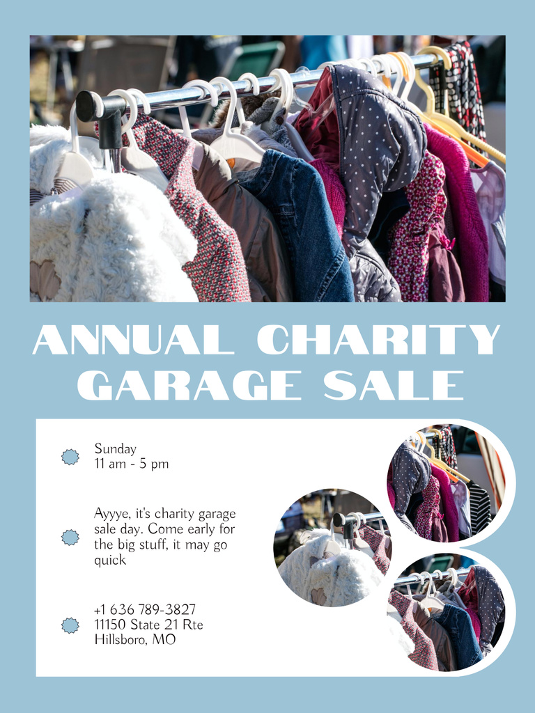 Charity Garage Sale Announcement Poster 36x48in Šablona návrhu