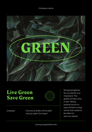 Eco Lifestyle Concept with Fresh Green Leaves Poster 28x40in Design Template
