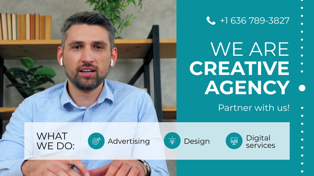 Creative And Advertising Agency Services Offer In Blue Full HD video Šablona návrhu