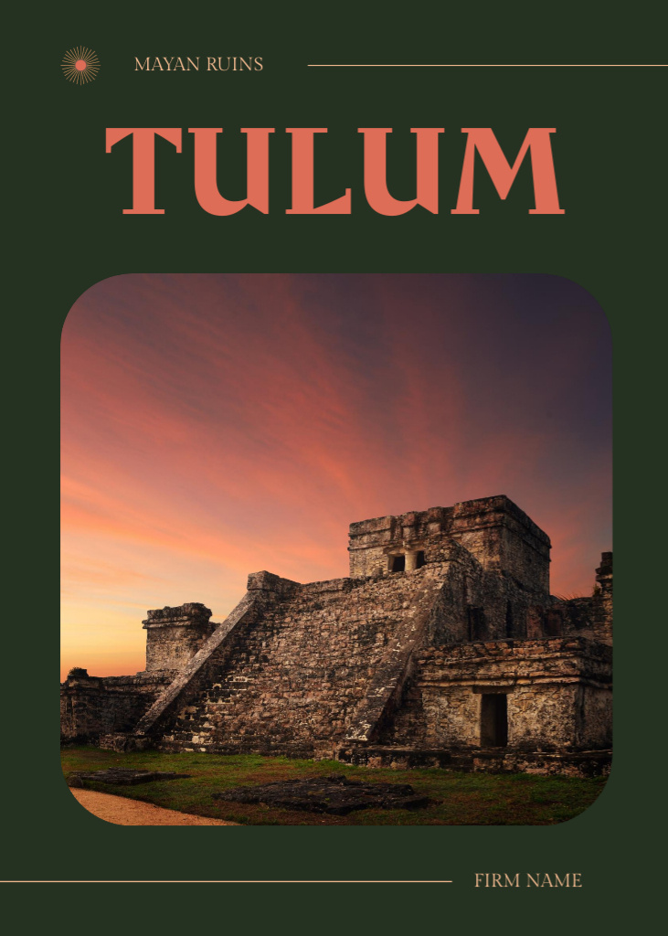 Travel Tour To Majestic Mayan Ruins Postcard 5x7in Vertical Design Template