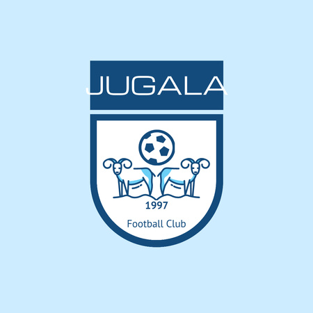 Football Club Emblem with Two Goats and Soccer Ball Logo 1080x1080px Πρότυπο σχεδίασης